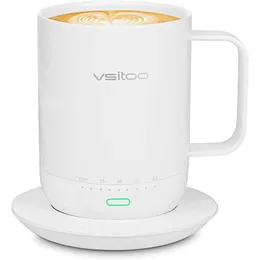 Caneca inteligente de temperatura Vsitoo S3 Pro, aquecedor de copos adequado em mesas de escritório, escritórios domésticos, aplicação controlada de copos, design aprimorado para autoaquecimento