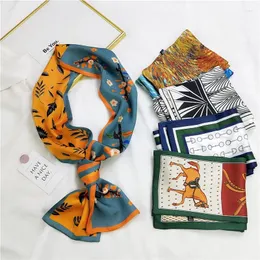 Scarves Print Narrow Thin Scarf Utility Bag Hat Belt Ribbon Decoration Scrunchies Hair Bands Headband For Women Girls Headscarf