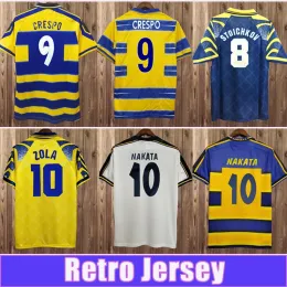 1998 1999 2000 Parma Calcio Mens Futbol Formaları Crespo Cannavaro Baggio Asprilla Ev Sarı Mavi Futbol Gömlek Kısa Kollu Yetişkin Üniformaları