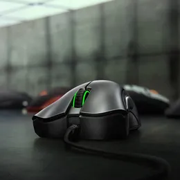 Black Razer Deathadder Essential Wired Gaming мыши мышей 6400DPI Оптический датчик 5 независимых кнопок для ПК -геймера