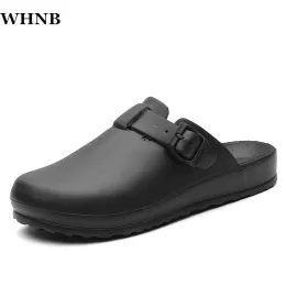 Sandalen Ywygmz Männer Sandalen Sommerschuhe Gummi Clogs Eva Unisex Gartenschuhe Schwarze Strand flache Männer Baotou Zapatos de Hombre