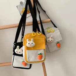 أكياس الكتف Carrot Canvas Women 2024 Messenger Bag Style Ulzzang Small Square Square Square Simple