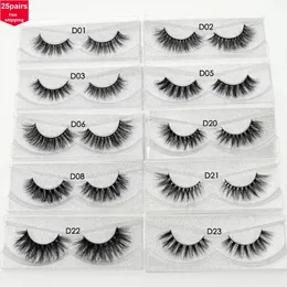 Visofree 25 Pairslot Mink Eyelashes Natural False False Lashes Long Makeup 3D Extension for Beauty 240318