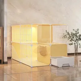 Cat Carriers Resin Cage House With Toilet Transparent Super Large Free Space Home Indoor Villa Cabinet Three-layer Pet F