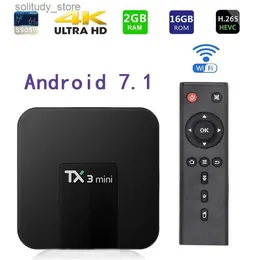 셋톱 박스 TX3 미니 TV 안드로이드 7.1 H.265 HEVC 2GB 16GB AMLOGIC S905L 2.4G WIFI 3D HD 4K 스마트 셋톱 Q240402