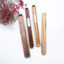 Japanese and Korean Creative Portable Wooden Chopsticks Pull-out Type Original Wood Color Chopsticks Box Fashionable Beautiful Independent Texture Tableware