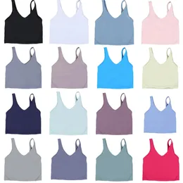 Mulheres ativas de roupas íntimas de roupas íntimas de ioga Lu Lu Oito Tampa de tanque em forma de U de anel sem anel de anel de anel de anel de anel de anel de mangas macias tops esportivos de ginástica colheita de ginástica ioga