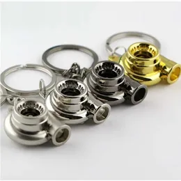 Mini Turbo Turbocharger Keychain Spinning Turbine Key Chain Ring Keyfob Keyring Car Keyring Car Refitting Metal Pendant keychain