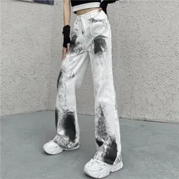 Pantaloni jeans da donna Pantaloni a gamba dritta da donna con tasche Vita alta di lusso S Bianco Chic ed elegante dal design aderente