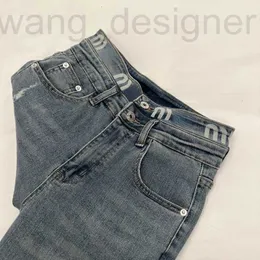 Jeans da donna firmati lettera stampata Jeans alla moda pantaloni a vita alta da donna Pantaloni pantaloni in denim attillati lavati BW5P