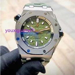 Relógio de pulso AP de luxo Royal Oak Offshore Series 15720ST Precisão Aço Abacate Placa Verde Masculino Moda Lazer Negócios Máquinas Esportivas Relógio de Mergulho