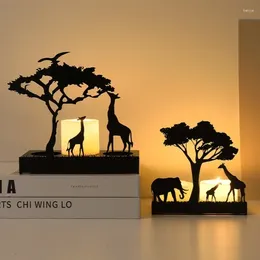 양초 홀더 엘크 코끼리 기린 기린 촛대 용기 동물 북유럽 예술 보석 홈 장식 금속 장식품