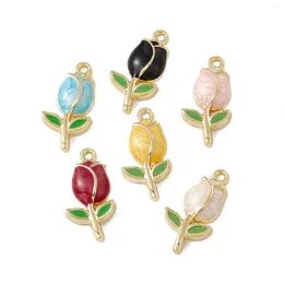 Pendant Necklaces Pandahall 100Pcs Mixed Color Tulip Alloy Enamel Pendants With Hole Flower Metal Charm For Necklace Bracelet Jewelry Making