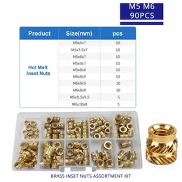 M2 M2.5 M3 M4 M5 M6 Brass Heat Set Insert Nut Hot Melt Inset Thread Copper Knurled Embedment Assortment Kit Set