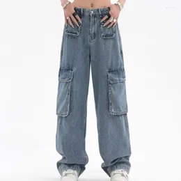 Women's Jeans Fashoin Vintage Blue Wide Leg Denim Pants Women Straight High Waist Loose Street Casual Softener Ladies Trousers 29651