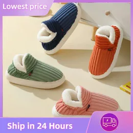 Slippers 2024 Korean Style Warm Cotton Shoes Winter Men Solid Colour Indoor Non-slip Flats Lightweight Pantoufle Hiver