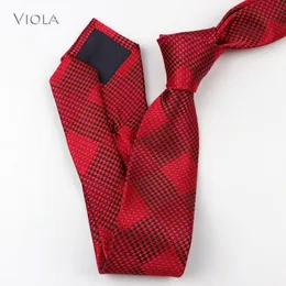 Anti-fouling Ploid Jacquard Necktie 6 cm Grigio Blu Rosso Pink Skinny Slim Slim Slim Tie Gift Smoking Banquet Cravat Accessori