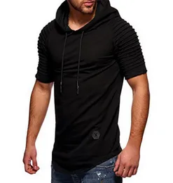 Loozykit camiseta masculina 2020 verão moda com capuz estilingue manga curta camiseta masculina magro topos masculino plus size 3xl7873428