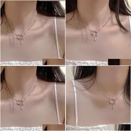 Chokers Choker 2023 Kpop Goth Y2K Pink Heart Pendant Clavicle Chain Necklace For Women Egirl Grunge Collares Aesthetic Emo Jewelry Acc Dhzr8