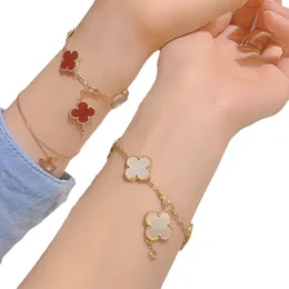 Kleeblattarmband Armband Kreaturen Mode Schmuck Original vier Blattklee Armband Hochwertige Mehrfach elektroplatte Achatsteinarmband