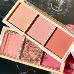 3 in 1Milk Tea Blush Peach Pallete Colors Face Mineral Pigment Cheek Rouge Powder Makeup Contour Shadow mit Pinsel 240327