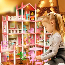 3D DIY DREAM PRINCESS Castle Villa Assembly Doll House Set Toy Girl Family Childrens Music 240321