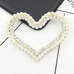 Handmade hollow Pearl Heart diy alloy jewelry accessories mobile phone shell beauty rhinestone stick Diamond love diy material