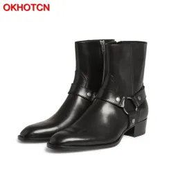 Buty okhotcn vintage mężczyźni chelsea buty oryginalny zamsz w stylu Rzym Man kostki zamek błyskawiczne męskie buty sapato botas