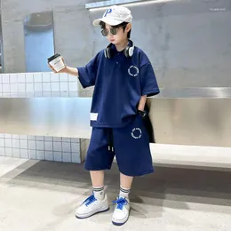 Set di abbigliamento 2024 Ragazzi Grandi Ragazzi Moda 5-14T Bambini Estate Lettera Manica corta Lettere casuali Due pezzi Vestiti completo