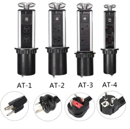 euukusaau 플러그 숨겨진 주방 테이블 팝업 전기 소켓 전력 1 LED3 Power2 충전 USB 알루미늄 선반 Silverblack CAP3319634