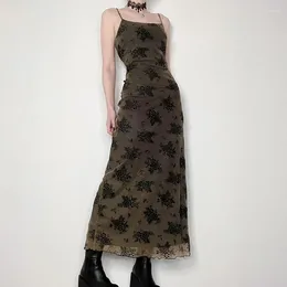 캐주얼 드레스 고딕 검은 섹시한 드레스 여자 여름 꽃 프린트 스트리트웨어 슬리빙 메쉬 패치 워크 우아한 파티 클럽 로리타