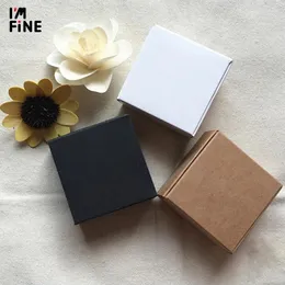 Gift Wrap 10Pcs DIY White Black Kraft Paper Party Boxes Smart Little Craft Fastener Ear Rings Aircraft Cardboard Box