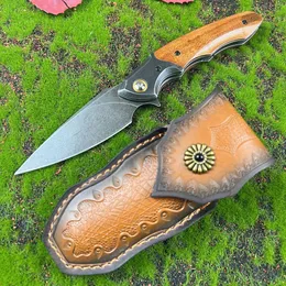 Ny A6711 Högkvalitativ flipper Folding Knife D2 Stone Wash Blade Rosewood Handle Ball Bearing Outdoor Camping Vandring Fiske EDC Mapp Knives