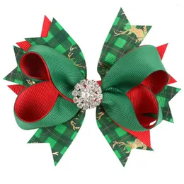 Accessori per capelli Natale Glitter Bow Clip Bowknot Forcine Barrette da 4,5 pollici per bambini Stampa Ornamento Hairgrip Accessori per feste