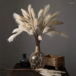 Decorative Flowers 31''/80cm Artificial Pampas Grass Decoration Silk Reed Fake Plant For Vase Boho Home Room Party Wedding