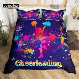 Bedding Sets Gymnastics Lovers Twin King Duvet Cover Set Graffti Cheerleader Polyester Dreamy Girly Cheerleading Comforter
