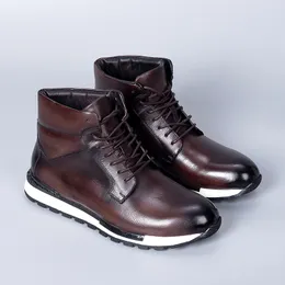 Stivali casual in pelle d'inverno britanniche di alto stile British's Vintage's Chave's Casual Business Botas Para Hombre A3 986