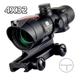 ACOG 4x32 Real Fiber Optics Red Dot Illuminated Chevron Glass Etsed Reticle Tactical Optical Scope