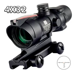 ACOG 4X32 Rzeczywisty światłowód Red Dot Illumined Chevron Glass Glass Siote Reticle Taktyczny zakres optyczny