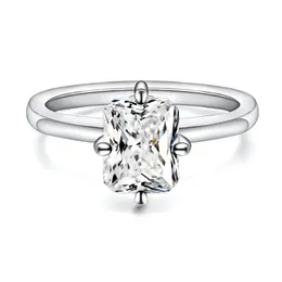 Anéis de noivado completos para mulheres 2ct corte radiante 925 prata esterlina solitaire promessa banda suas joias de casamento 240402