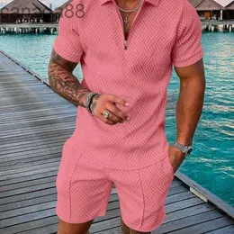 Mens Tracksuits Summer Tracksuit Casual Short Sleeve Zipper Set for Men Clothes Streetwear 2-piece Suit Malemens Mensmens XEKS