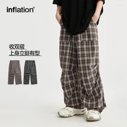 Pantaloni da uomo Harajuku scozzesi in bianco e nero uomo donna moda estiva paracadute pantaloni a gamba larga coreani casual larghi dritti