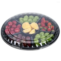 Teller Obst -Aufbewahrungsbox mit Deckel Einweg runden Plastik -Snackschalen 10 Pack 6 -Fach für Partys