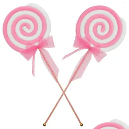 Party Decoration 2Pcs Fake Food Lollipop Props Child Christmas Crafts Carnival Swirl Lollipops Foam Po Decorations Drop Delivery Dhblh