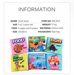Sviluppo di intelligence di libri di stoffa per bambini soft apprendimento con cognizione dei libri di letture dei giocattoli educativi precoci