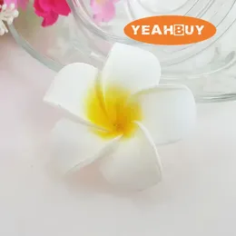 装飾的な花100pcs 7cm Hawaian 5colors Real Touch人工PE Frangipane Plumeria Flower Heads DIYウェディングパーティーヘッドウェア