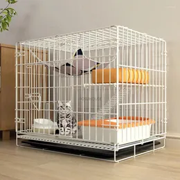 Kedi Taşıyıcıları Modern Demir Mesh Cages Pet Tedarik Ev Villa Kapalı Ev Taşınabilir Kafes Kasık Balkonlu Bilayer Z