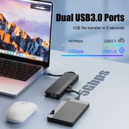 USB 3.0 USB C Hub 5GPBS Hochgeschwindigkeit 1000 Mbit / s Ethernet RJ45 Gigabit Typ C zu HDMI 4K OTG -Adaptersplitter für Laptop