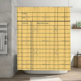 Cortinas de chuveiro Cartão de biblioteca vintage - Cortina de ouro amarelo 72x72in com ganchos DIY Padrão Proteção de privacidade