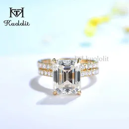 Kuololit 5CT AU750 Anello in oro bianco 18 carati 14 carati per donna Taglio smeraldo D VVS Solitario Regali per feste di fidanzamento 240402